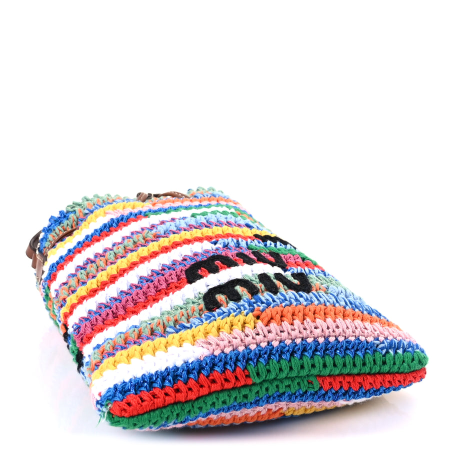 Miu Miu Fabric Crochet Drawstring Pouch  Multicolor Image 3