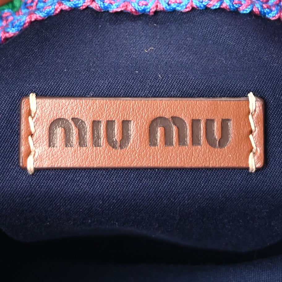 Miu Miu Fabric Crochet Drawstring Pouch  Multicolor Image 5