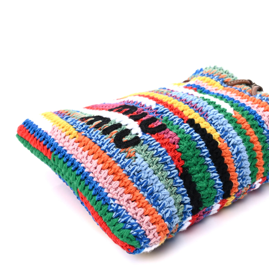 Miu Miu Fabric Crochet Drawstring Pouch  Multicolor Image 8