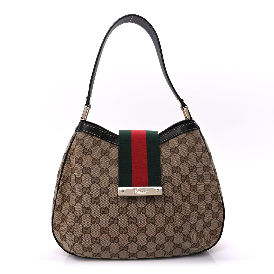 Gucci Monogram Medium New Ladies Web Hobo  Dark Brown Image 1