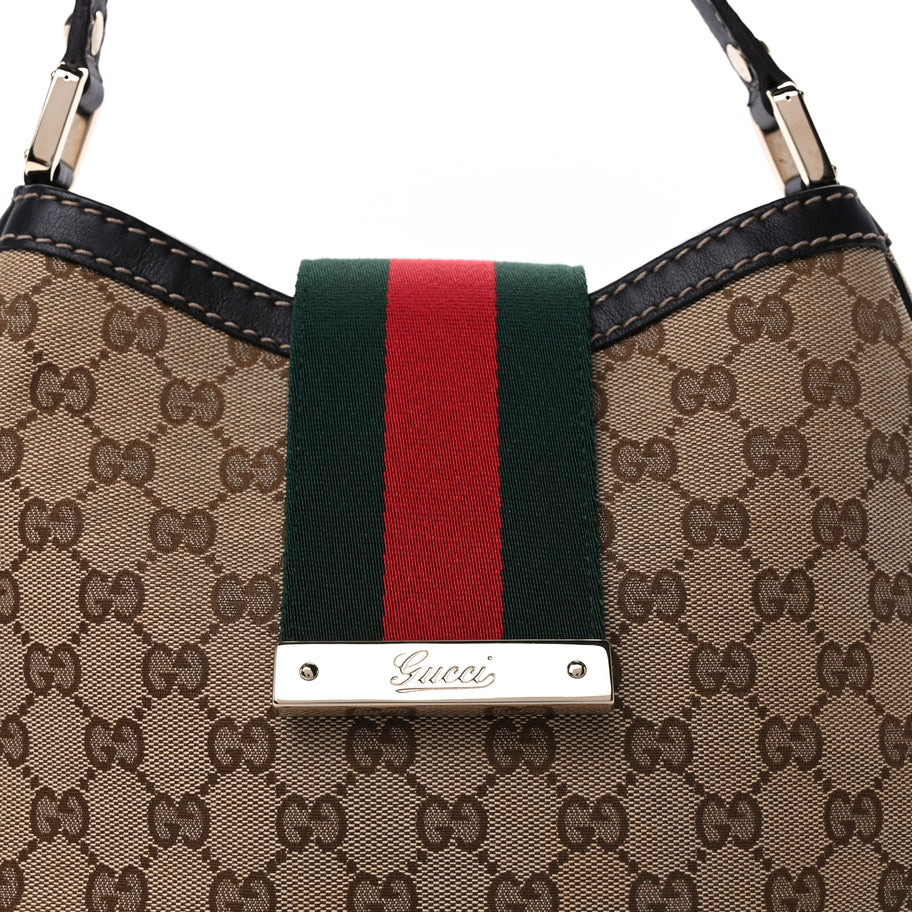 Gucci Monogram Medium New Ladies Web Hobo  Dark Brown Image 6