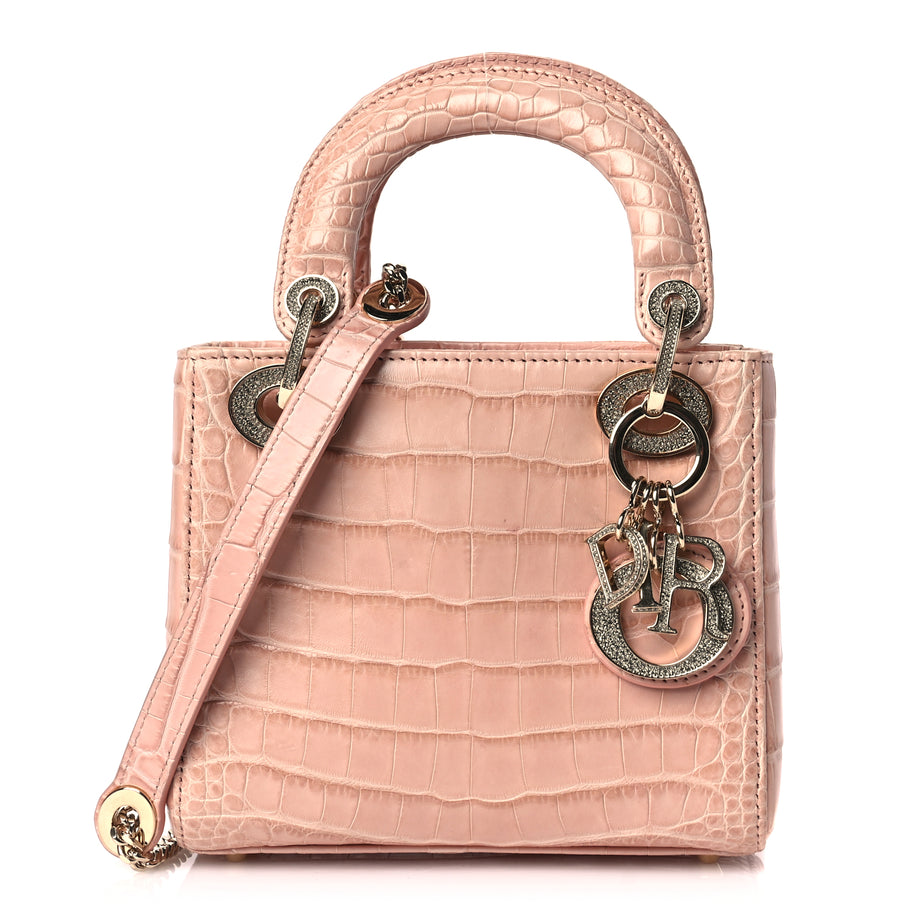 Christian Dior Alligator Crystal Mini Lady Dior Light Pink Image 1
