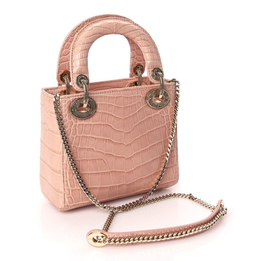 Christian Dior Alligator Crystal Mini Lady Dior Light Pink Image 2