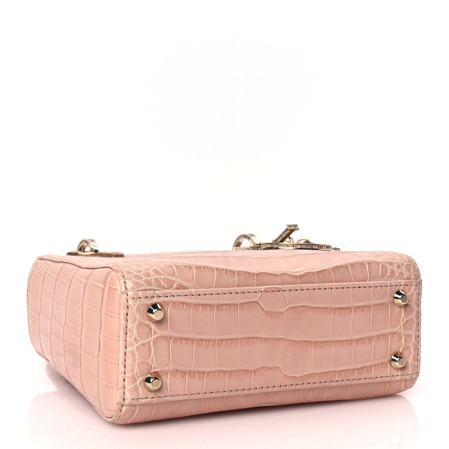 Christian Dior Alligator Crystal Mini Lady Dior Light Pink Image 3