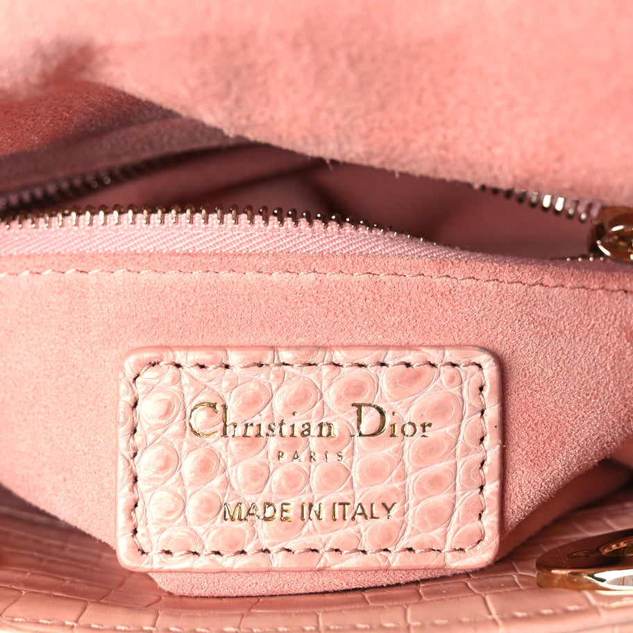 Christian Dior Alligator Crystal Mini Lady Dior Light Pink Image 5