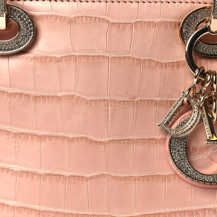 Christian Dior Alligator Crystal Mini Lady Dior Light Pink Image 6