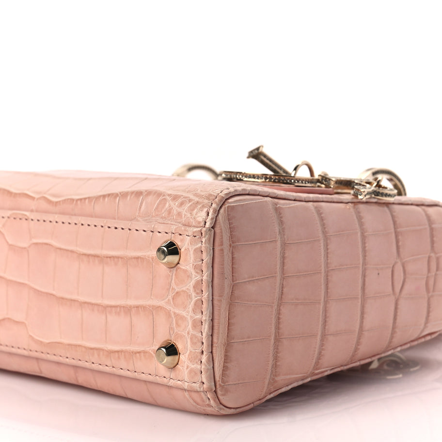 Christian Dior Alligator Crystal Mini Lady Dior Light Pink Image 8