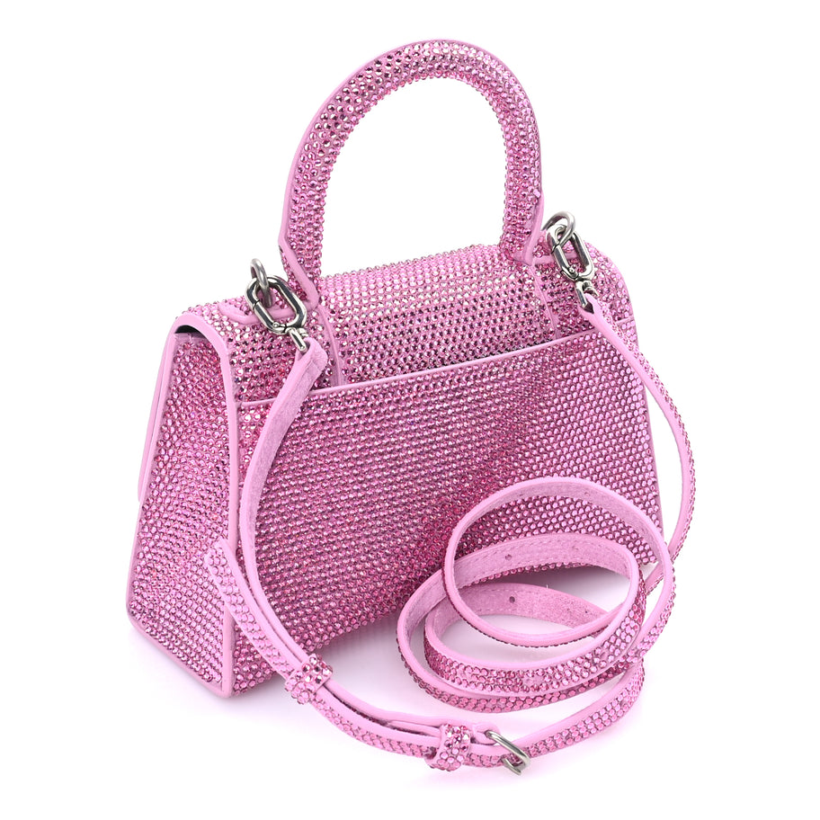 Balenciaga Strass Suede Hourglass Top Handle Bag XS  Pink Image 2