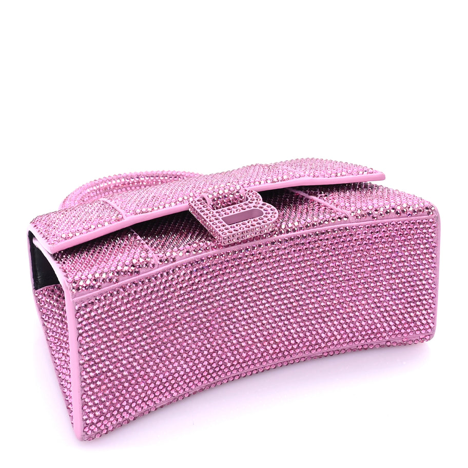 Balenciaga Strass Suede Hourglass Top Handle Bag XS  Pink Image 3