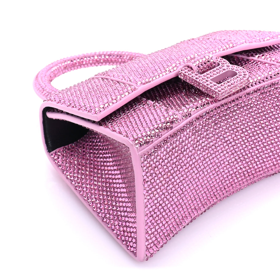 Balenciaga Strass Suede Hourglass Top Handle Bag XS  Pink Image 7