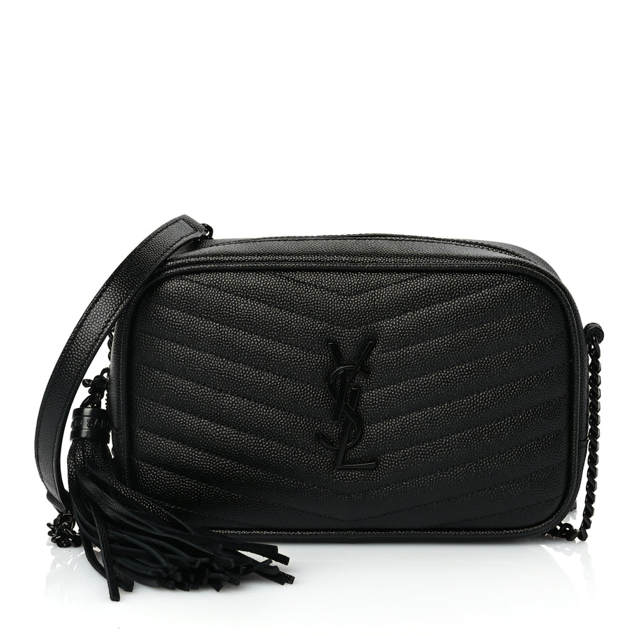 Saint Laurent Grain De Poudre Matelasse Monochrome Monogram Mini Lou Camera Bag Black Image 1