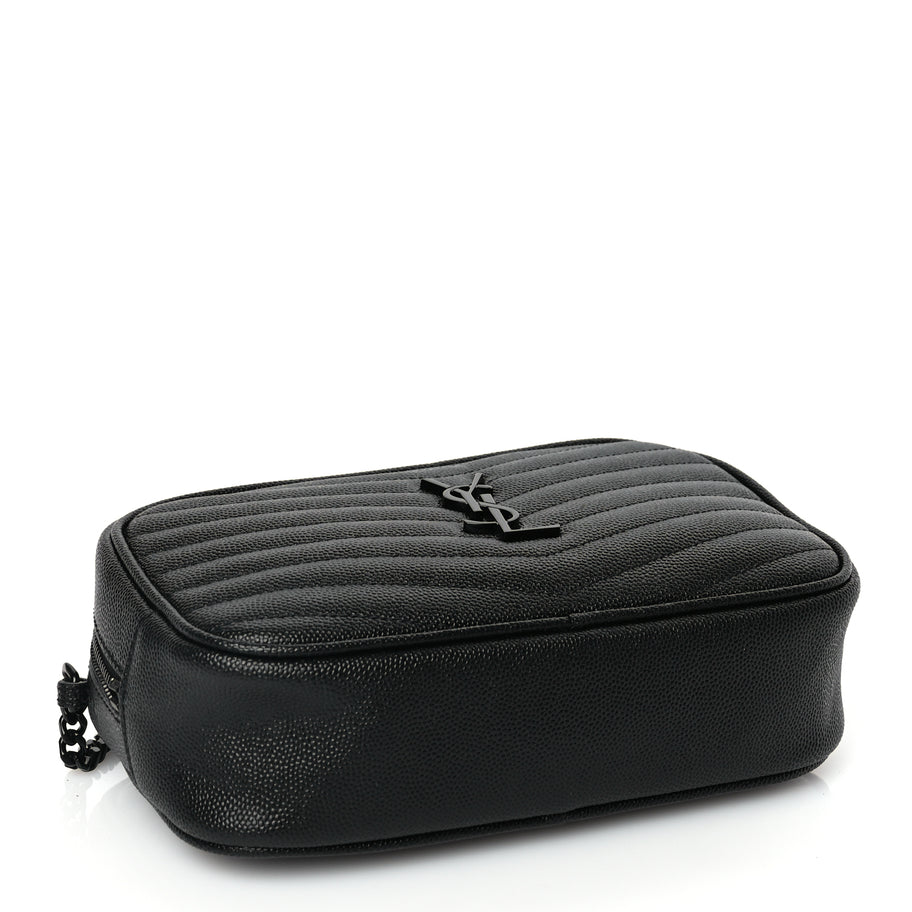 Saint Laurent Grain De Poudre Matelasse Monochrome Monogram Mini Lou Camera Bag Black Image 3
