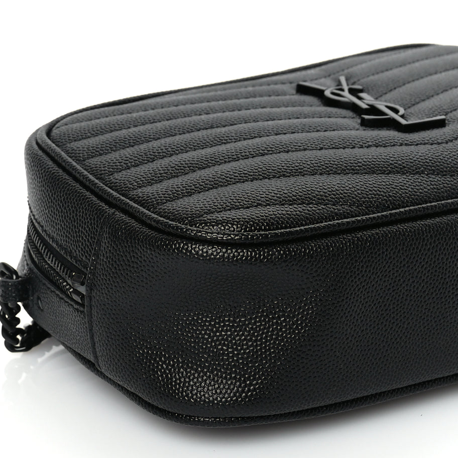 Saint Laurent Grain De Poudre Matelasse Monochrome Monogram Mini Lou Camera Bag Black Image 7
