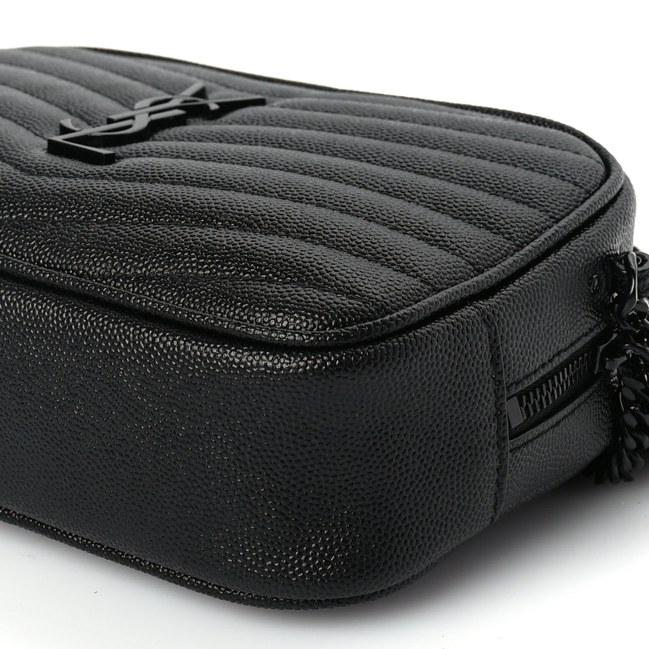 Saint Laurent Grain De Poudre Matelasse Monochrome Monogram Mini Lou Camera Bag Black Image 8