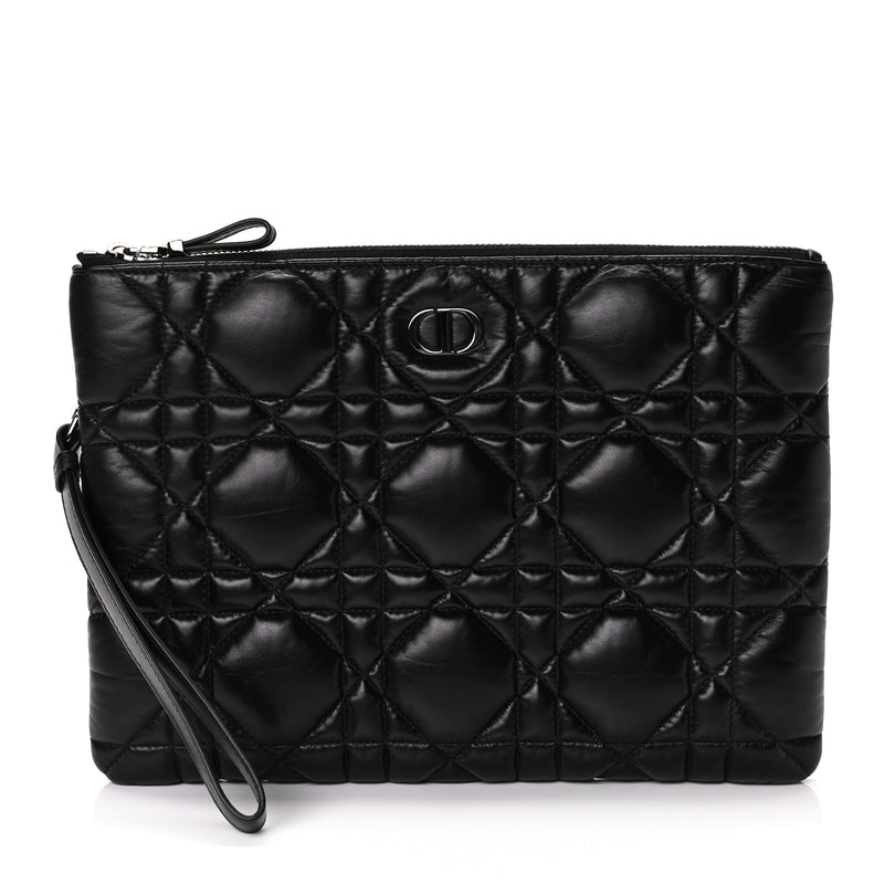  Christian Dior Supple Calfskin Cannage Caro Daily Pouch Black