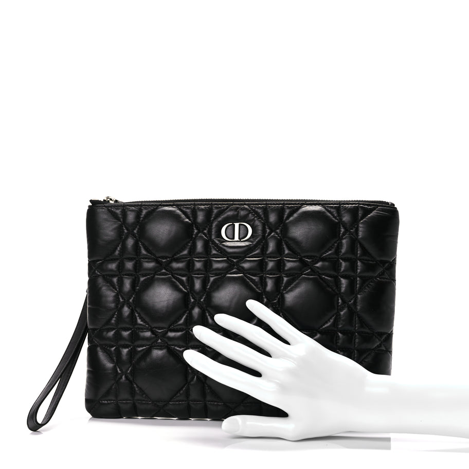 Christian Dior Supple Calfskin Cannage Caro Daily Pouch Black Image 2