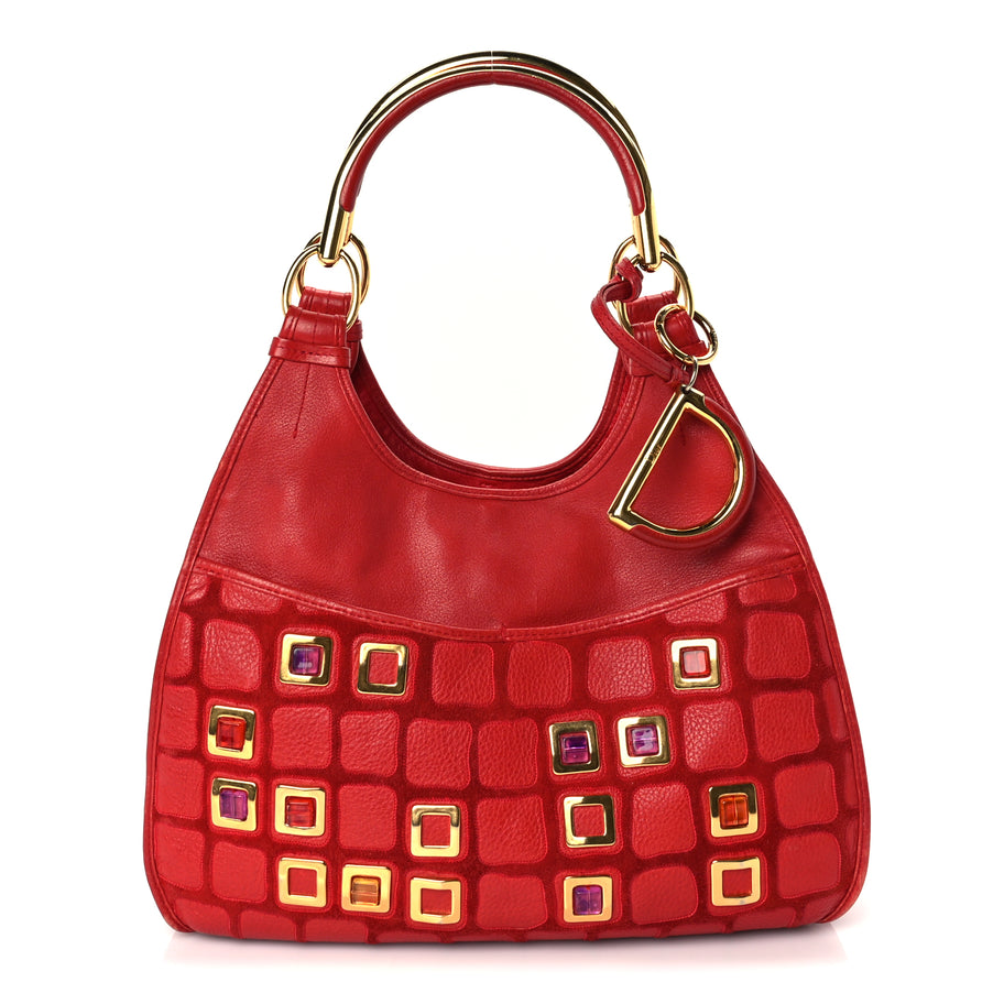 Christian Dior Calfskin Embellished 61 Tote Red Image 1
