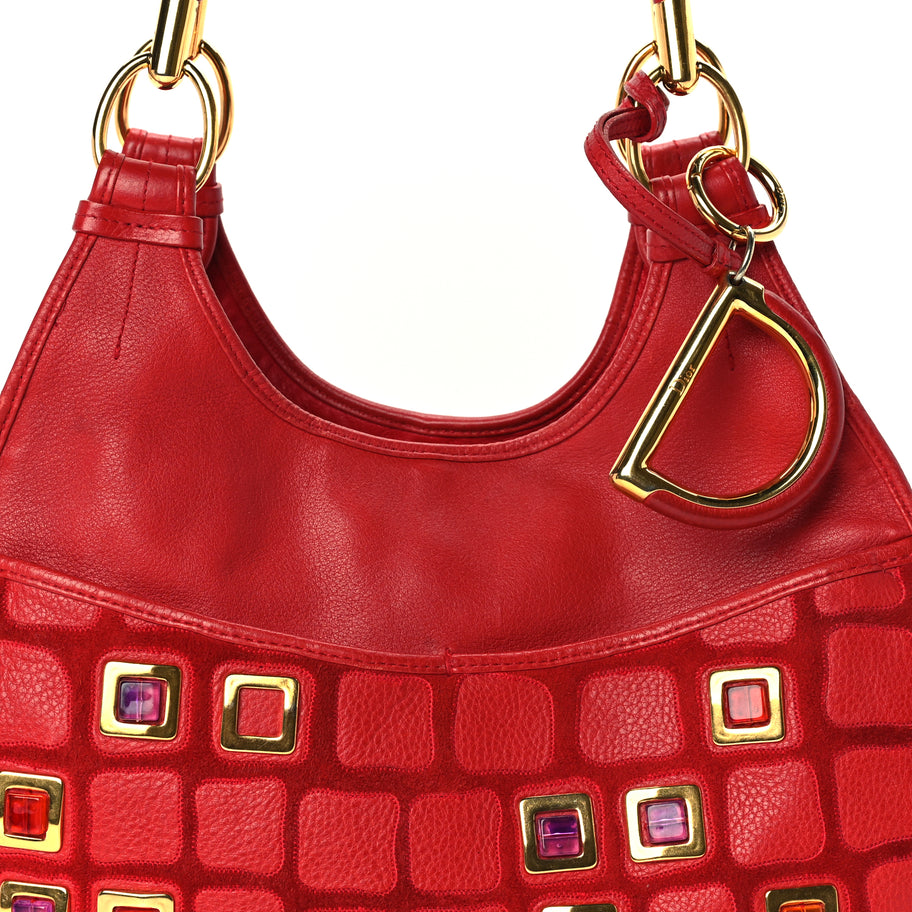 Christian Dior Calfskin Embellished 61 Tote Red Image 6