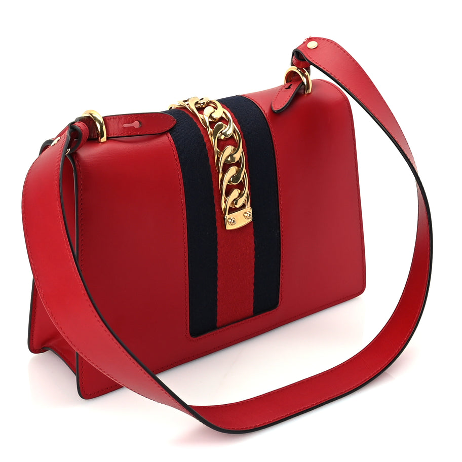 Gucci Calfskin Small Sylvie Shoulder Bag  Hibiscus Red Image 2