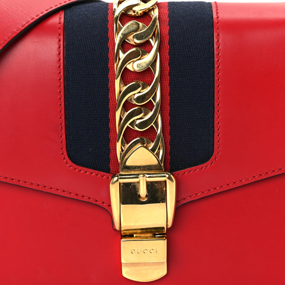 Gucci Calfskin Small Sylvie Shoulder Bag  Hibiscus Red Image 5