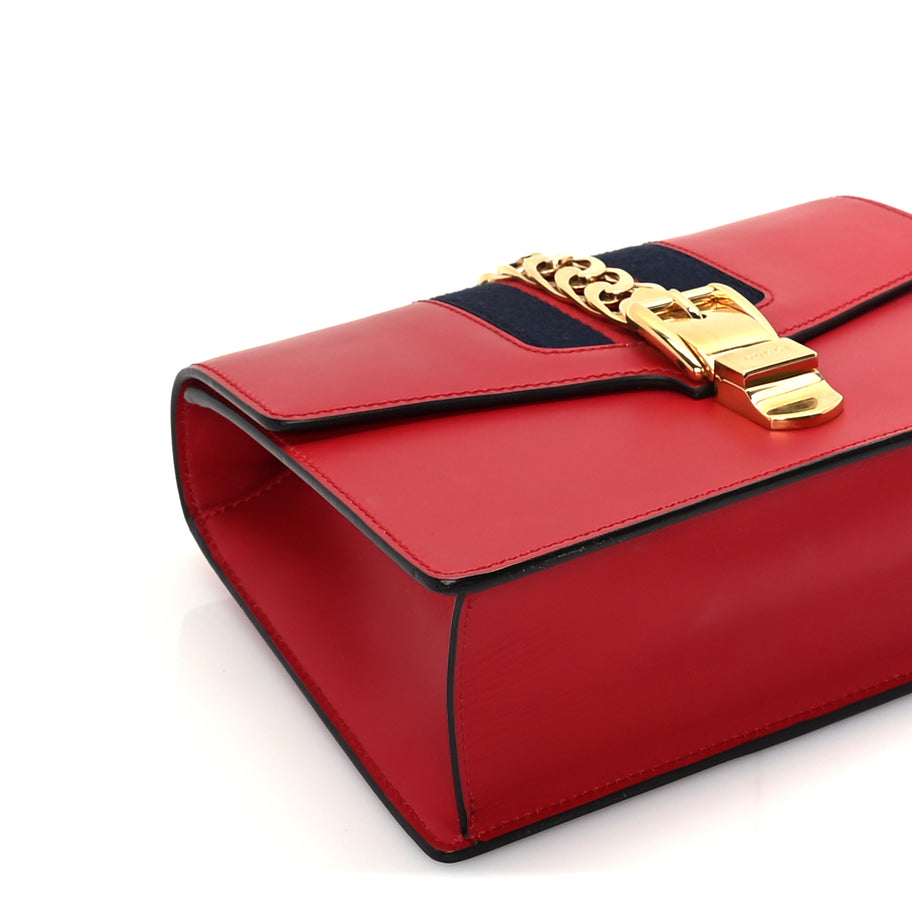 Gucci Calfskin Small Sylvie Shoulder Bag  Hibiscus Red Image 7