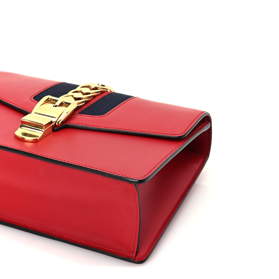 Gucci Calfskin Small Sylvie Shoulder Bag  Hibiscus Red Image 8
