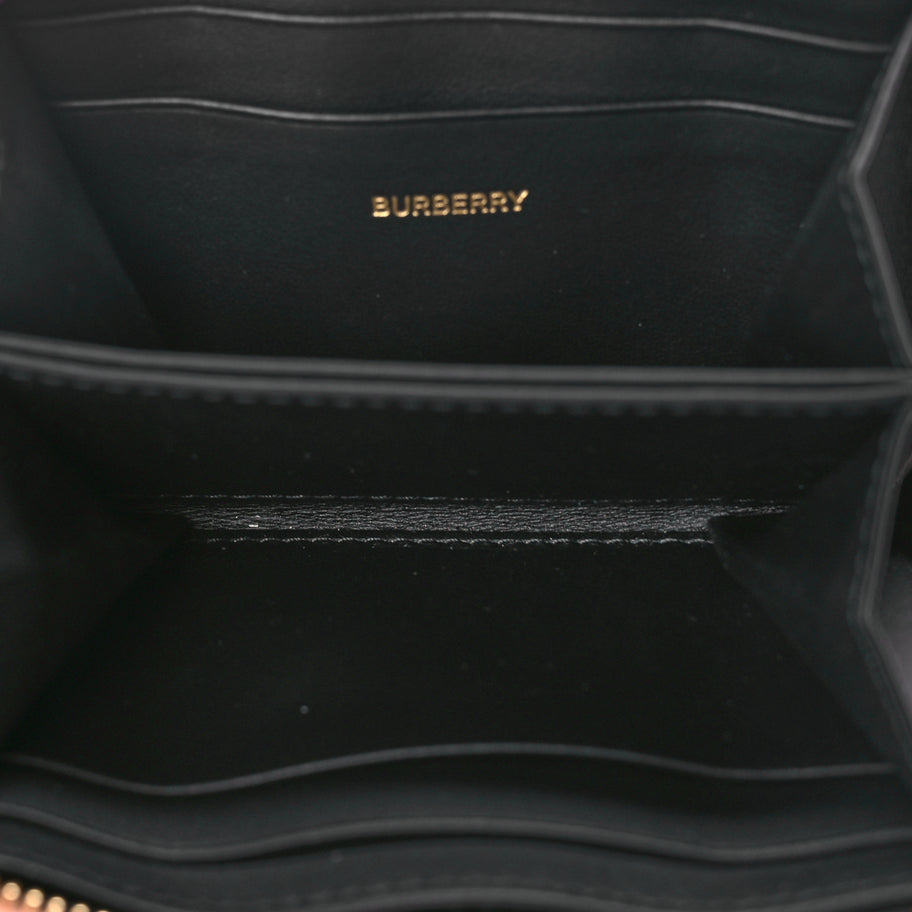 Burberry House Check Grainy Calfskin Mini Zip Around Wallet Black Image 6