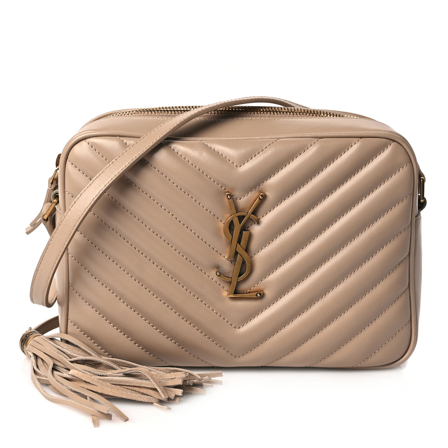 Saint Laurent Calfskin Matelasse Monogram Lou Camera Bag Dark Beige Image 1