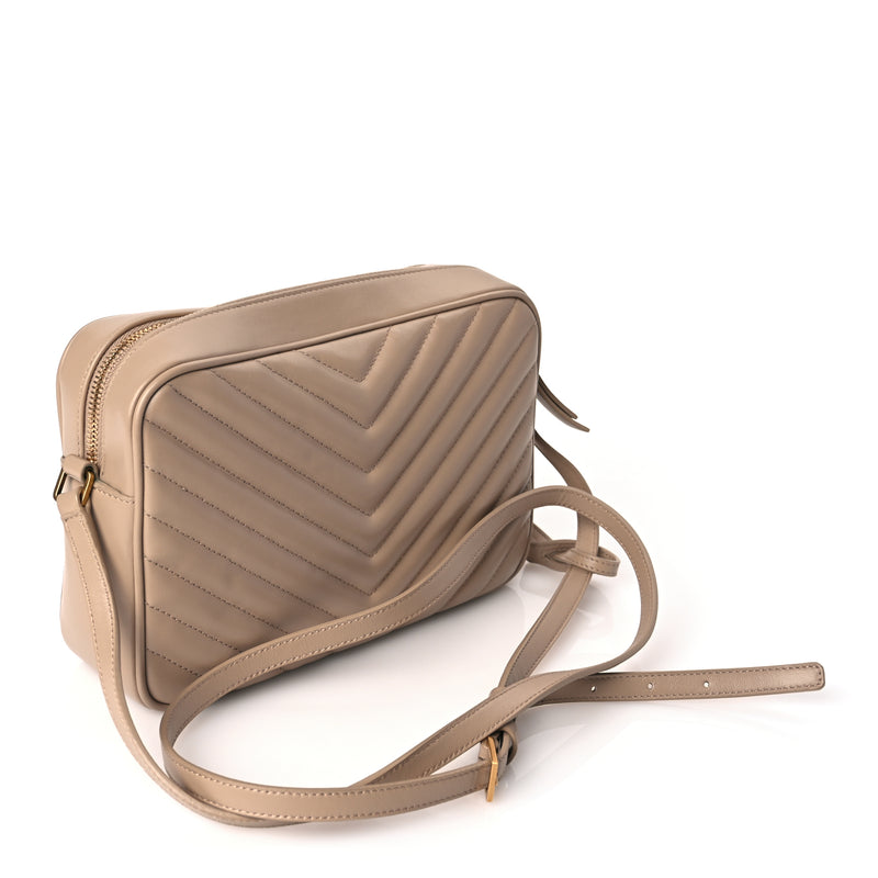  Saint Laurent Calfskin Matelasse Monogram Lou Camera Bag Dark Beige