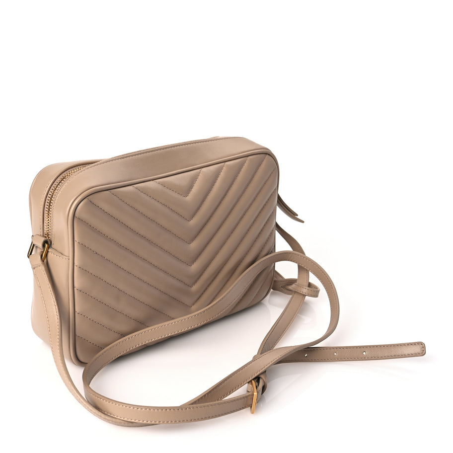 Saint Laurent Calfskin Matelasse Monogram Lou Camera Bag Dark Beige Image 2