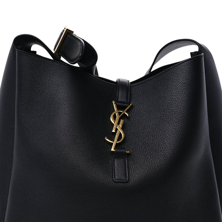Saint Laurent Supple Calfskin Large Le 5 A 7 Soft Hobo Black Image 6