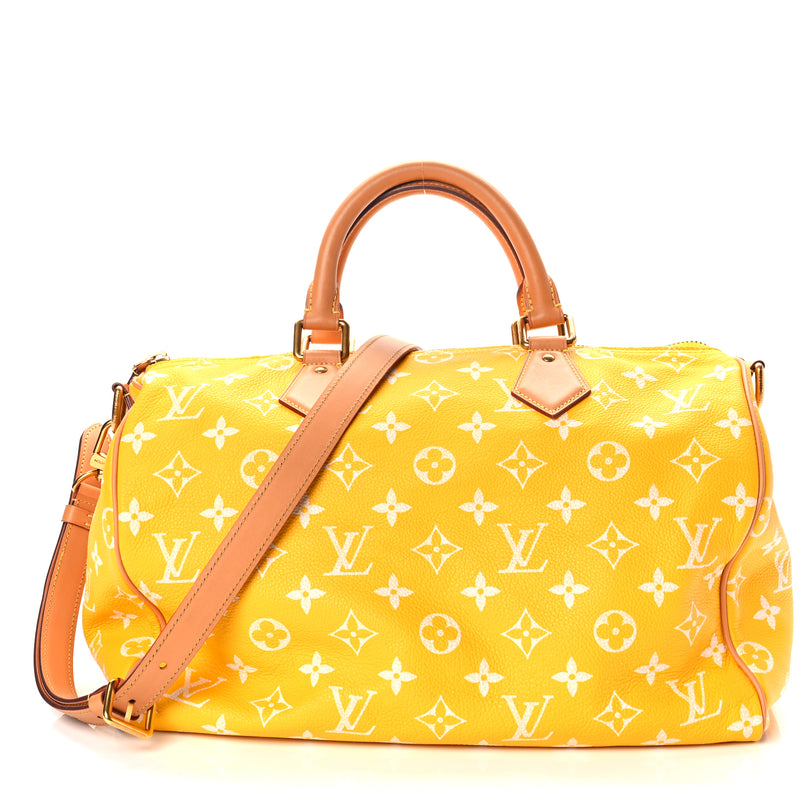  Louis Vuitton Calfskin Monogram Speedy P9 Bandouliere 40 Jaune Mat