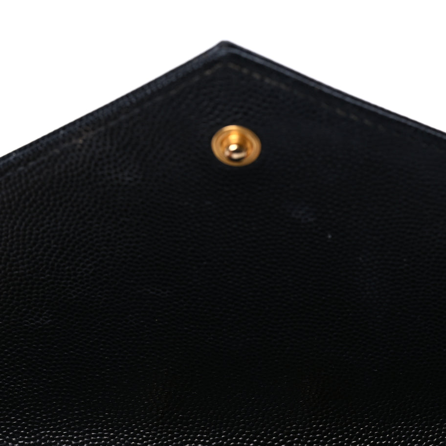 Saint Laurent Saint Laurent Grain De Poudre Matelasse Chevron Medium Monogram Chain Wallet  Black Image 5