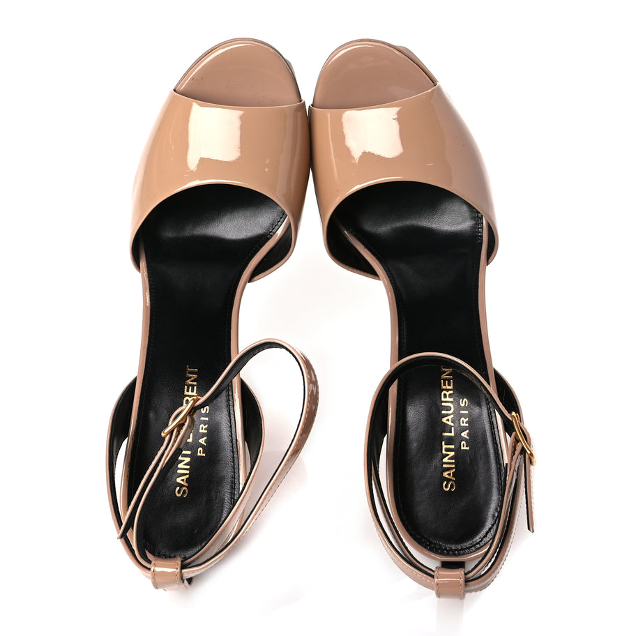 Saint Laurent Patent Tribute Lips Platform Sandals 38 Nude Image 5