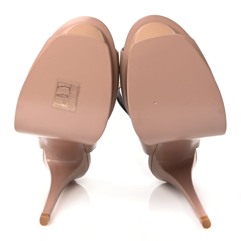 Saint Laurent Patent Tribute Lips Platform Sandals 38 Nude Image 6