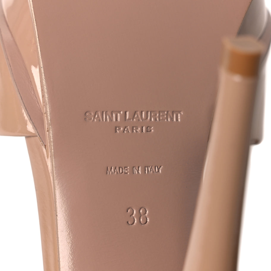 Saint Laurent Patent Tribute Lips Platform Sandals 38 Nude Image 7