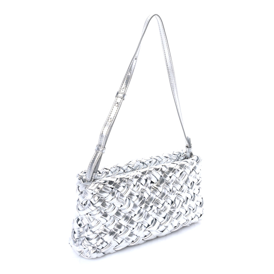 Bottega Veneta Calfskin Intrecciato Kalimero Cha-Cha Clutch  Silver Image 2