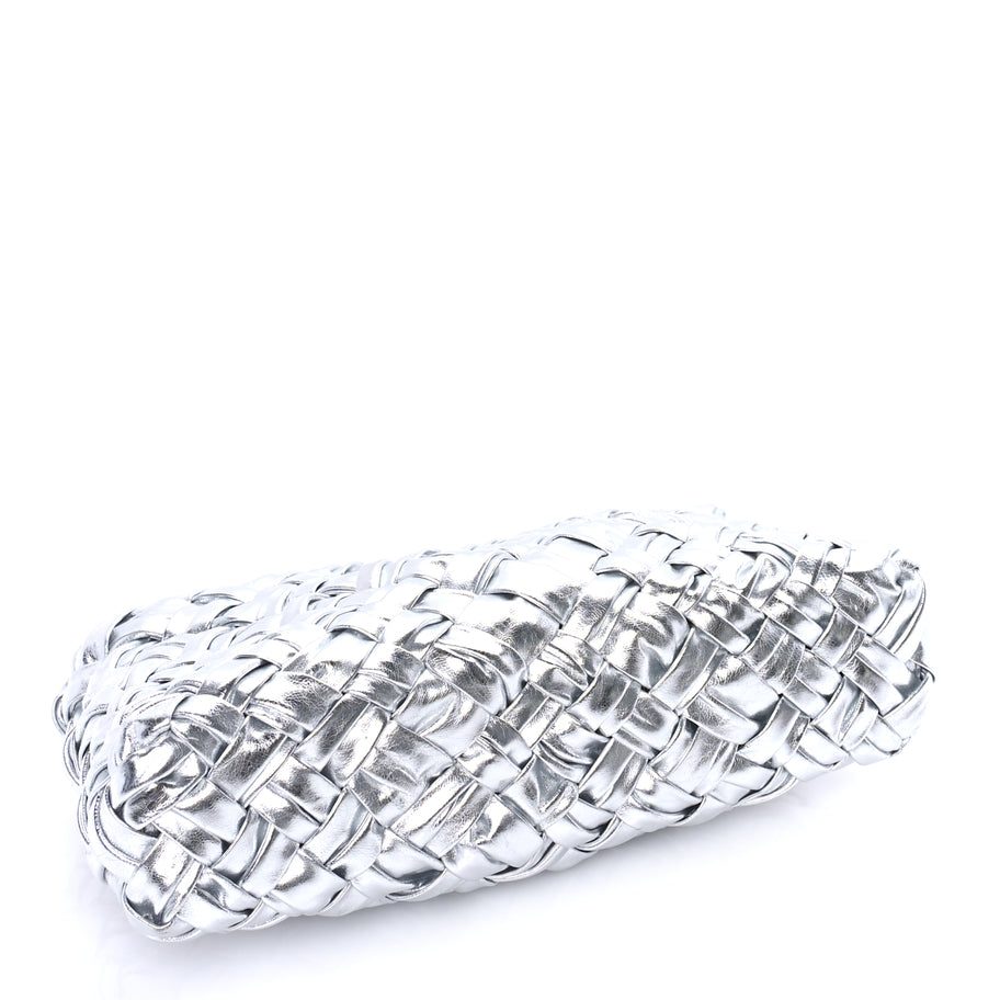 Bottega Veneta Calfskin Intrecciato Kalimero Cha-Cha Clutch  Silver Image 3