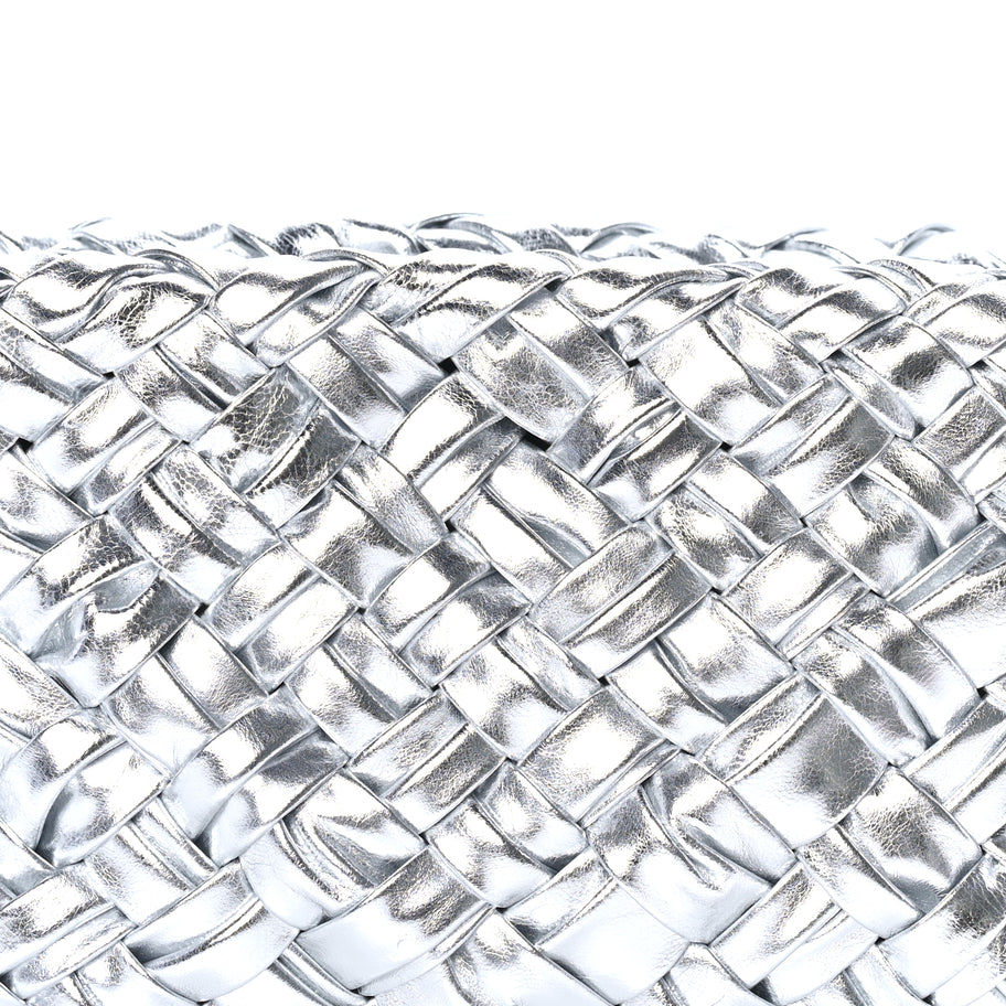 Bottega Veneta Calfskin Intrecciato Kalimero Cha-Cha Clutch  Silver Image 6