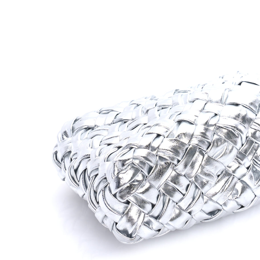Bottega Veneta Calfskin Intrecciato Kalimero Cha-Cha Clutch  Silver Image 7
