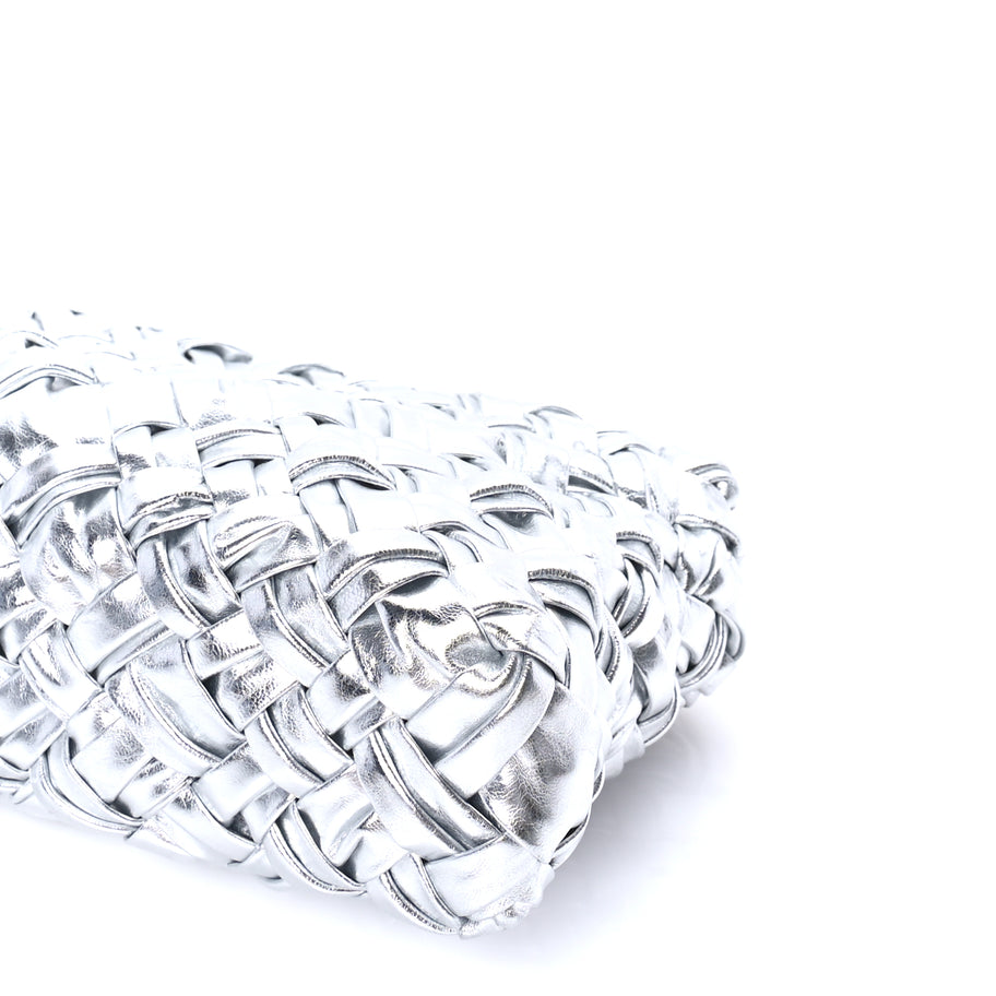 Bottega Veneta Calfskin Intrecciato Kalimero Cha-Cha Clutch  Silver Image 8