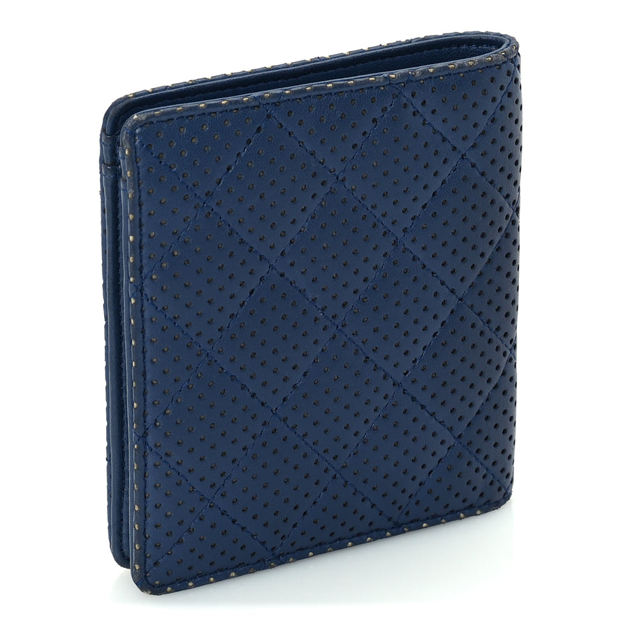 Chanel Perforated Lambskin Quilted Bifold Compact Wallet  Navy Image 3