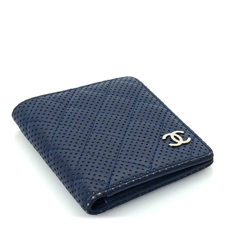 Chanel Perforated Lambskin Quilted Bifold Compact Wallet  Navy Image 4