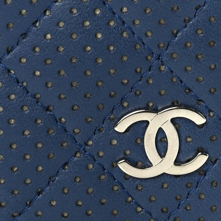 Chanel Perforated Lambskin Quilted Bifold Compact Wallet  Navy Image 6