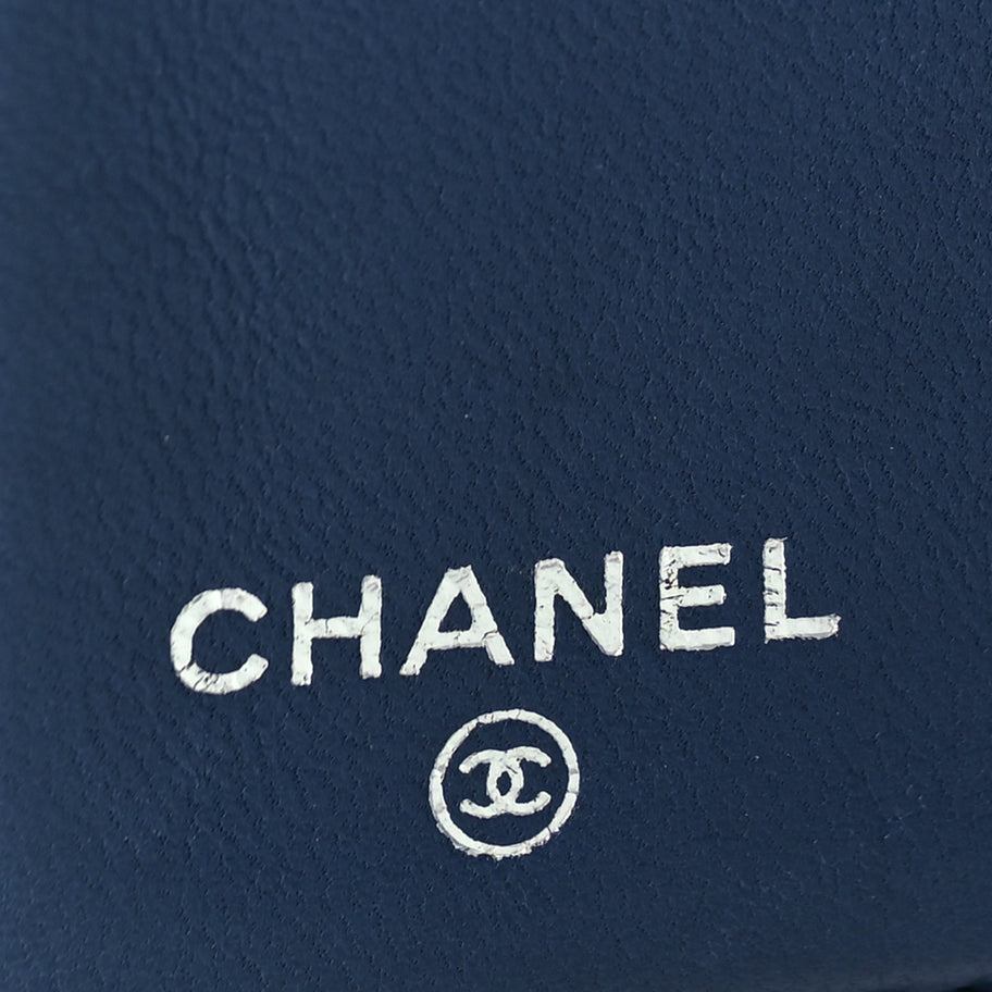 Chanel Perforated Lambskin Quilted Bifold Compact Wallet  Navy Image 7