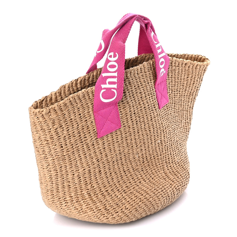  Chloe X MIFUKO Raffia Basket Bag Pink