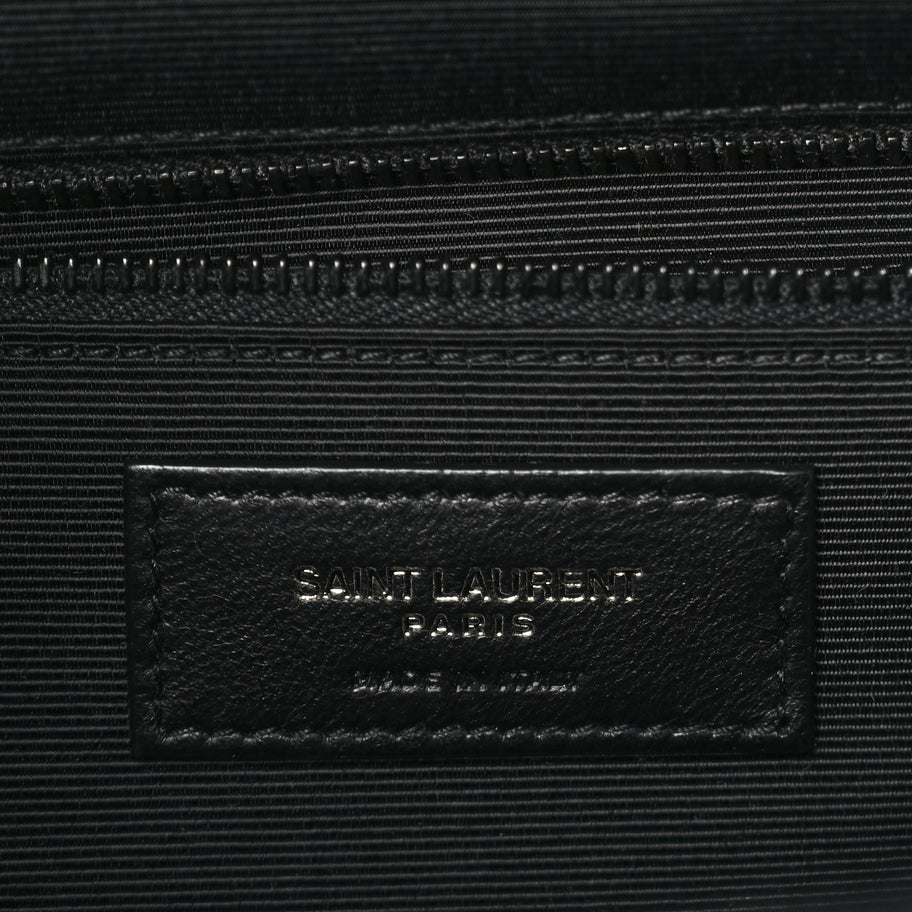 Saint Laurent Grain De Poudre Textured Mixed Matelasse Large Triquilt Monogram Monochrome Satchel Black Image 5