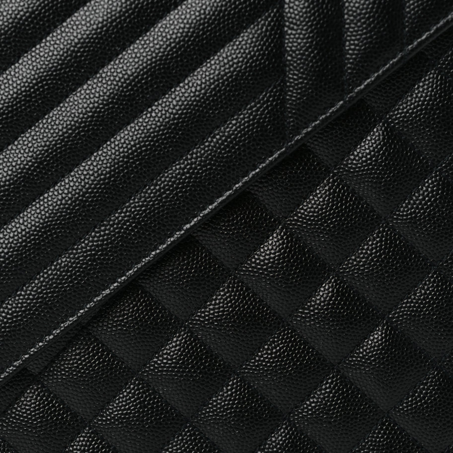 Saint Laurent Grain De Poudre Textured Mixed Matelasse Large Triquilt Monogram Monochrome Satchel Black Image 6
