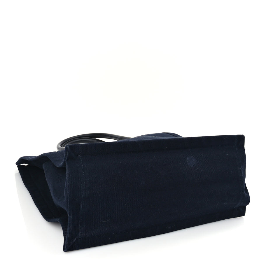 Saint Laurent Canvas Calfskin Rive Gauche North South Noe Tote Navy Black Image 3