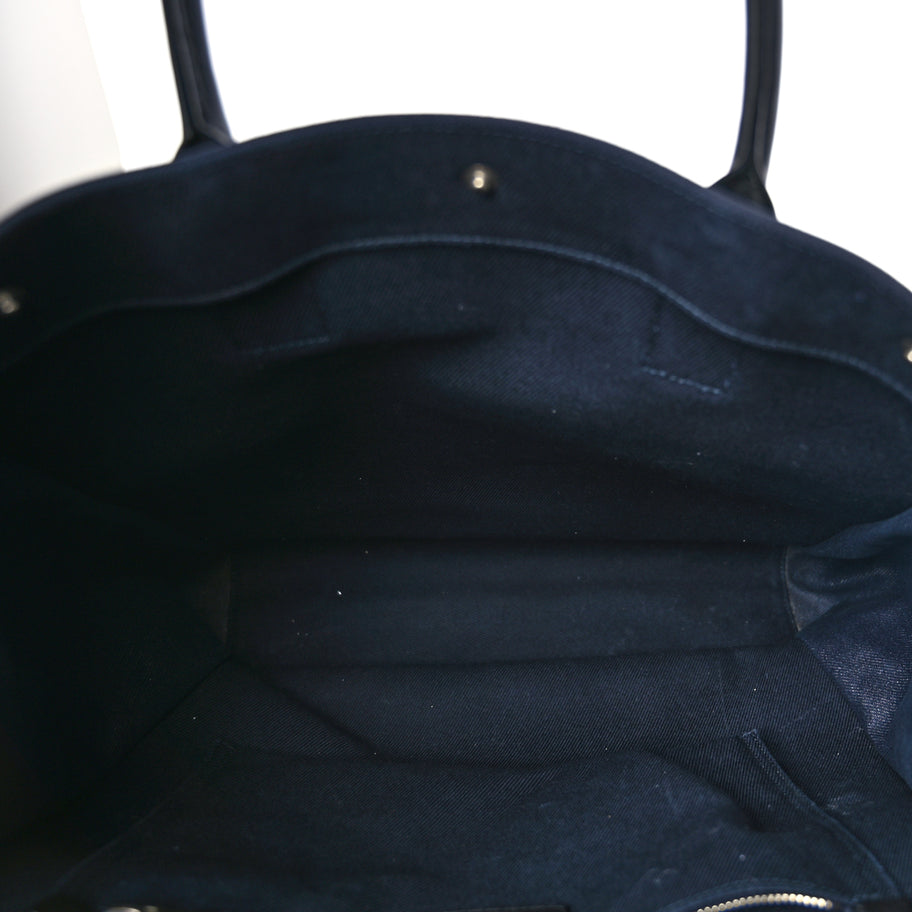 Saint Laurent Canvas Calfskin Rive Gauche North South Noe Tote Navy Black Image 4